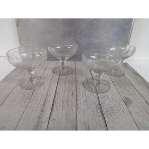 Bryce Etch #334 Sherbet Glasses Drinking Stemmed Set of 4 Clear